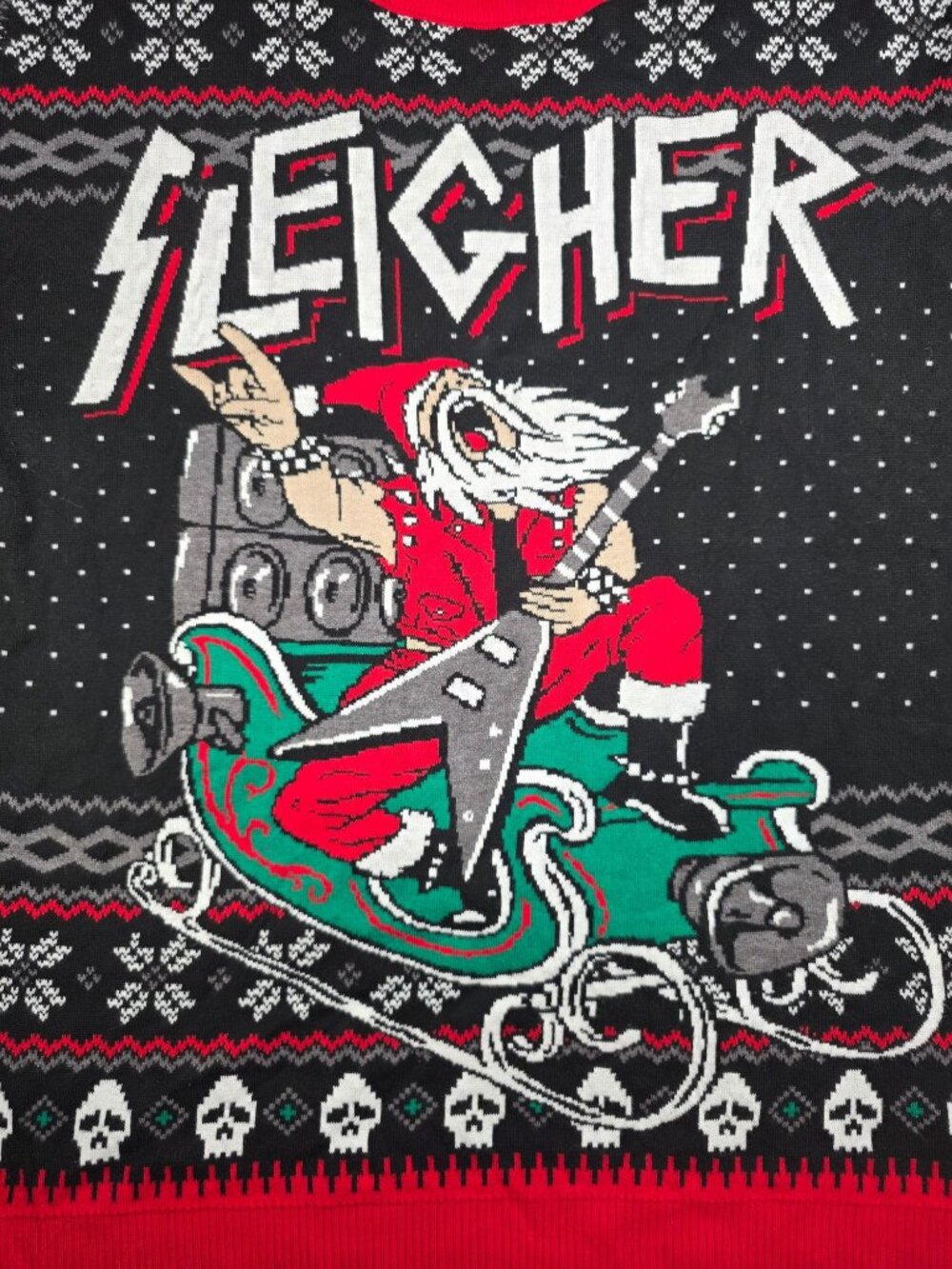 Ugly Christmas Party Mens 3XL "Sleigher" Santa Rocker Sweater